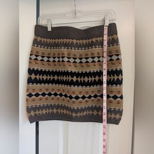 Moda International Geometric Knit Skirt - Brown and Black